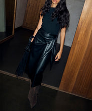 Load image into Gallery viewer, Black Vegan Leather Jaspre Skirt