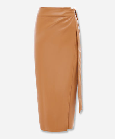 Camel Vegan Leather Jaspre Skirt