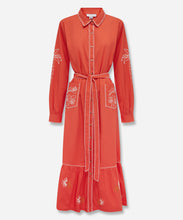 Load image into Gallery viewer, Red And Cream Pollenca Shirt Dress