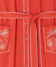 Load image into Gallery viewer, Red And Cream Pollenca Shirt Dress