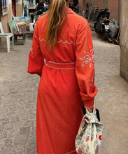 Load image into Gallery viewer, Red And Cream Pollenca Shirt Dress