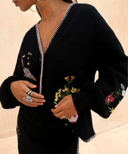 Load image into Gallery viewer, Black Night Garden Knit Cardigan