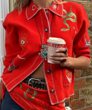 Load image into Gallery viewer, Red Mystical Cardigan with Collar