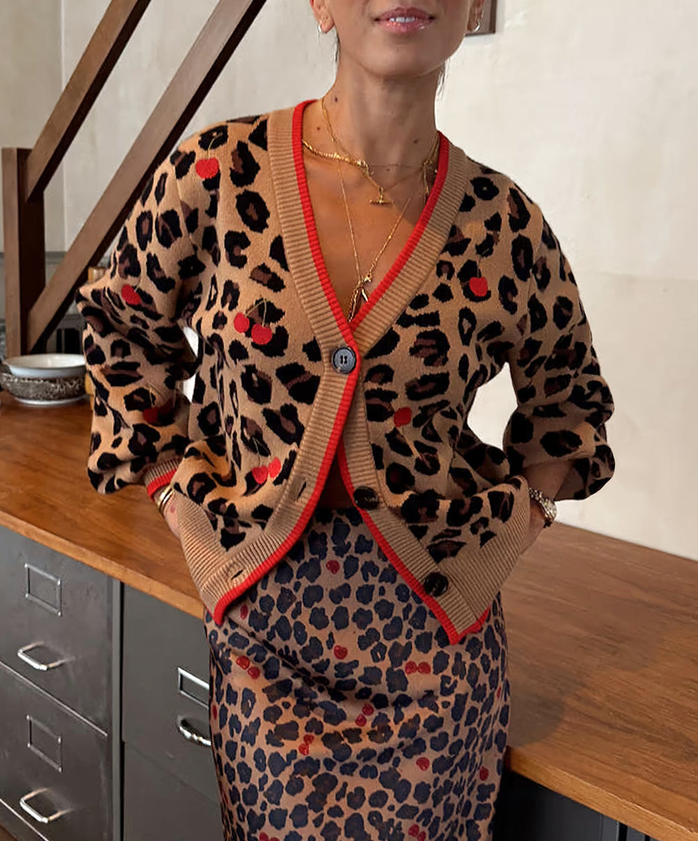 Cherry Leopard Cardigan
