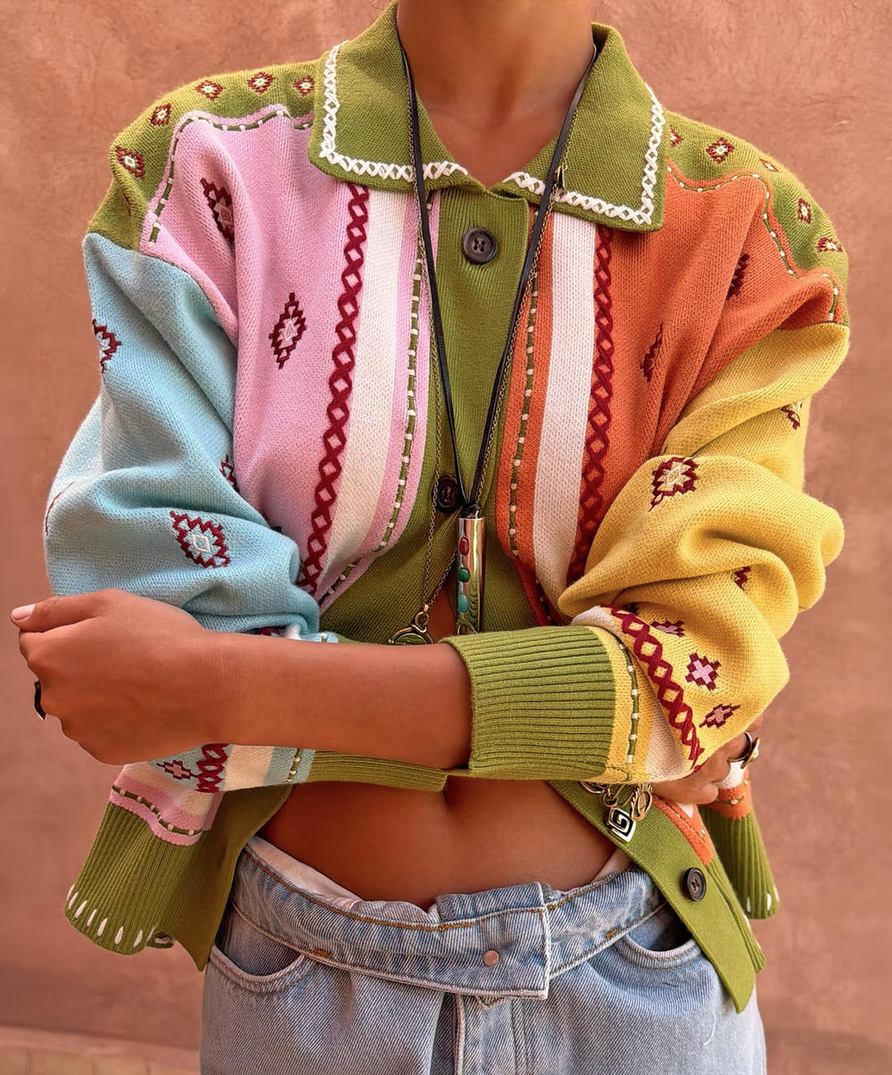 Geometric Palm Cardigan