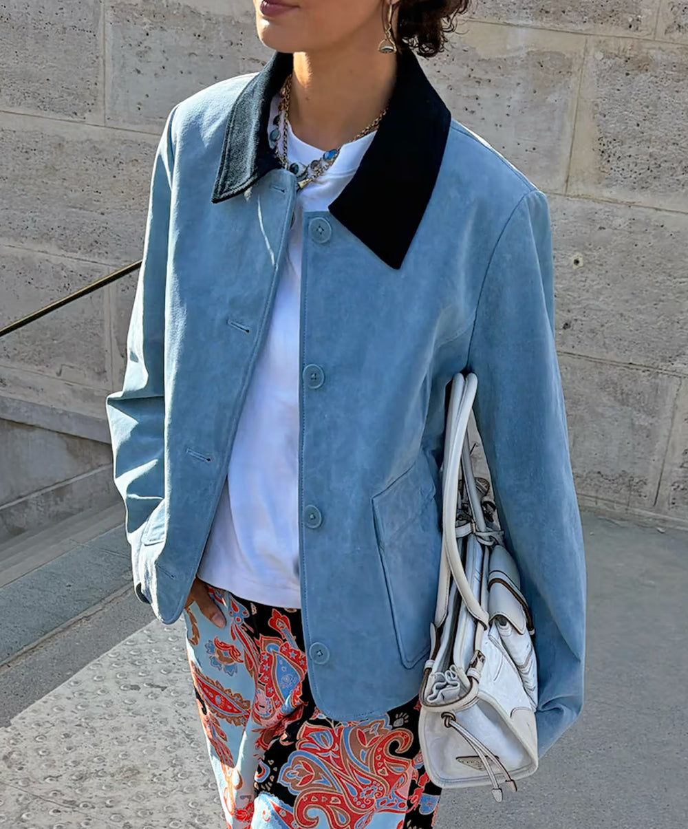 Sky Blue Suede Jacket