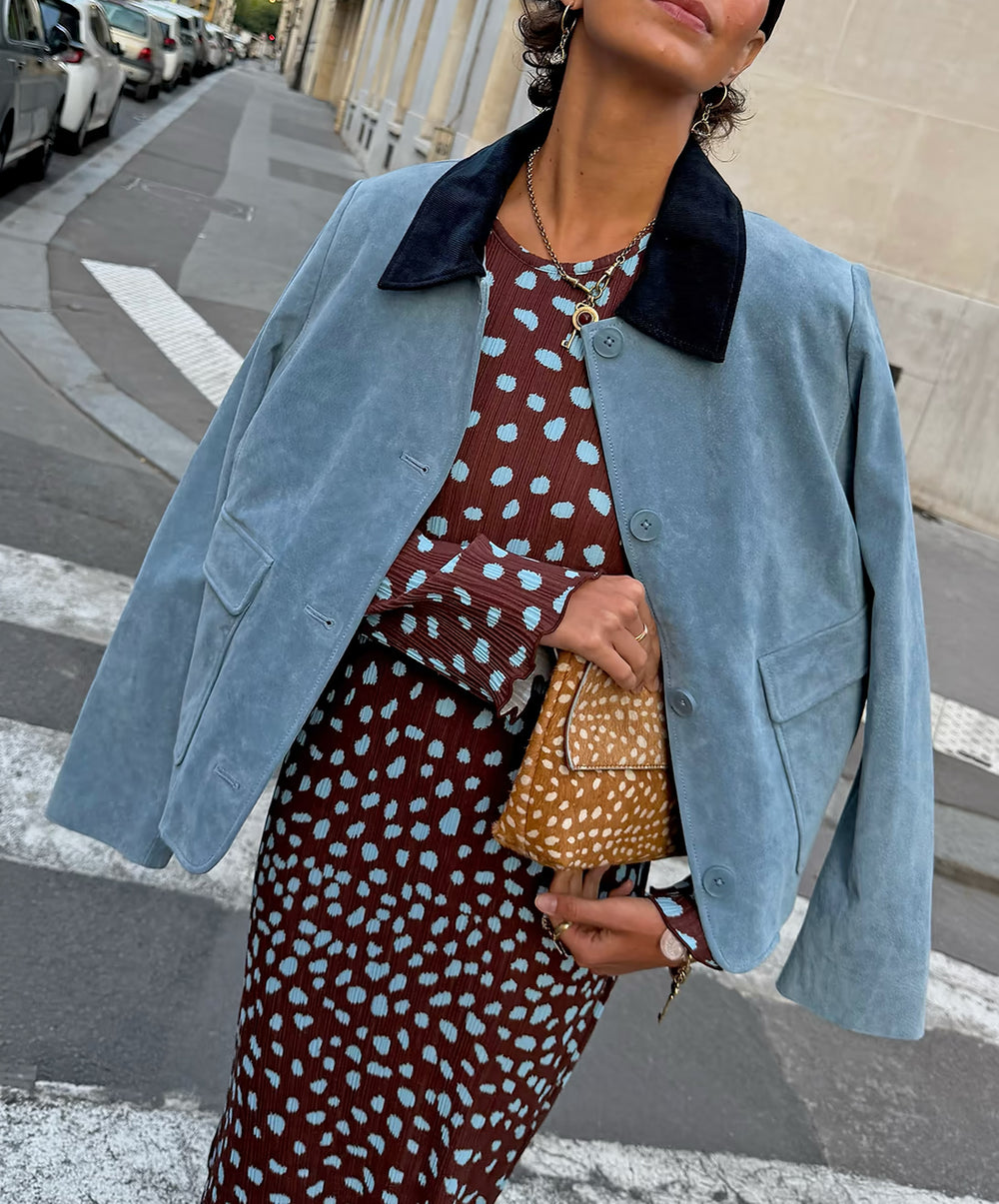 Sky Blue Suede Jacket
