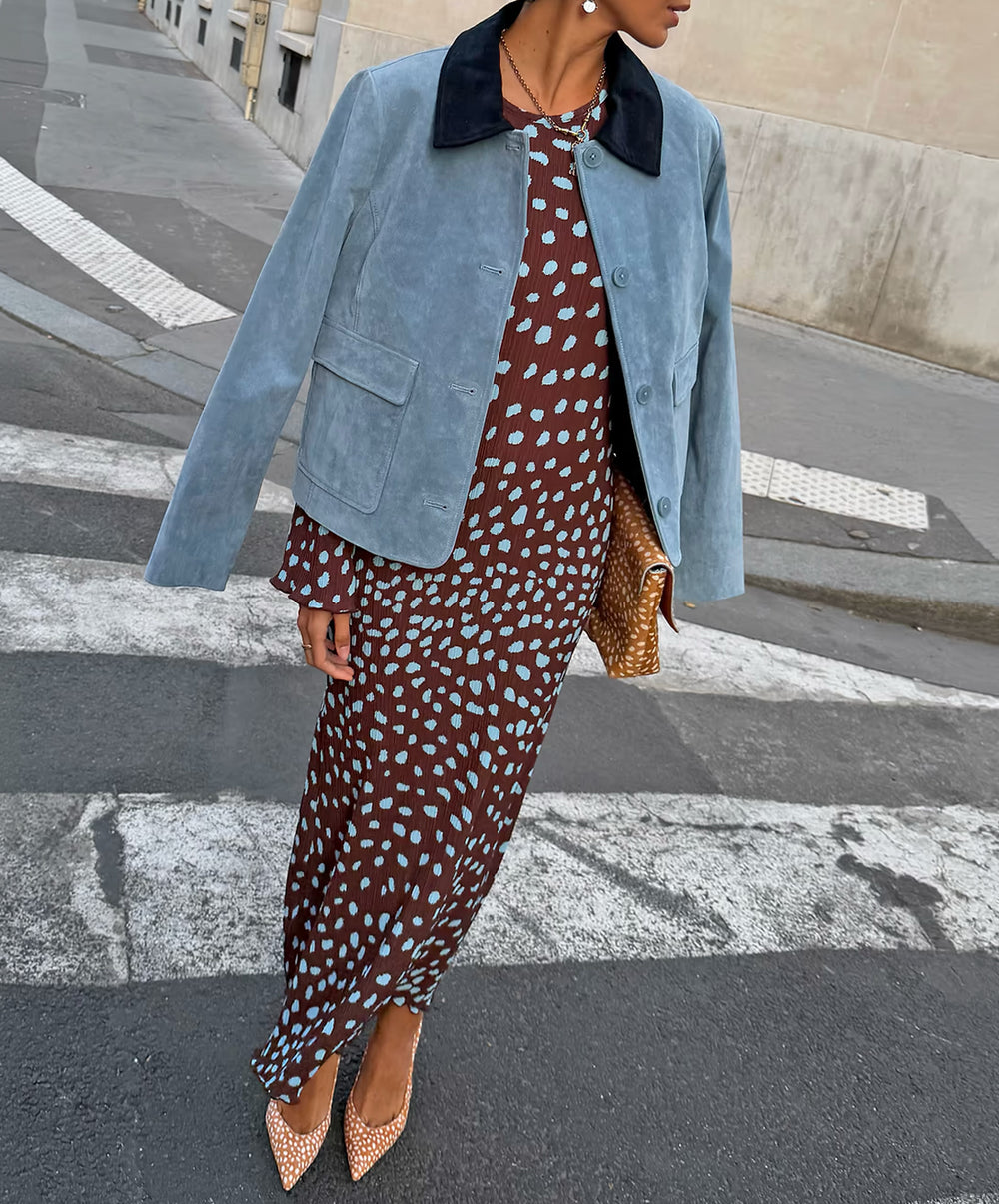 Sky Blue Suede Jacket