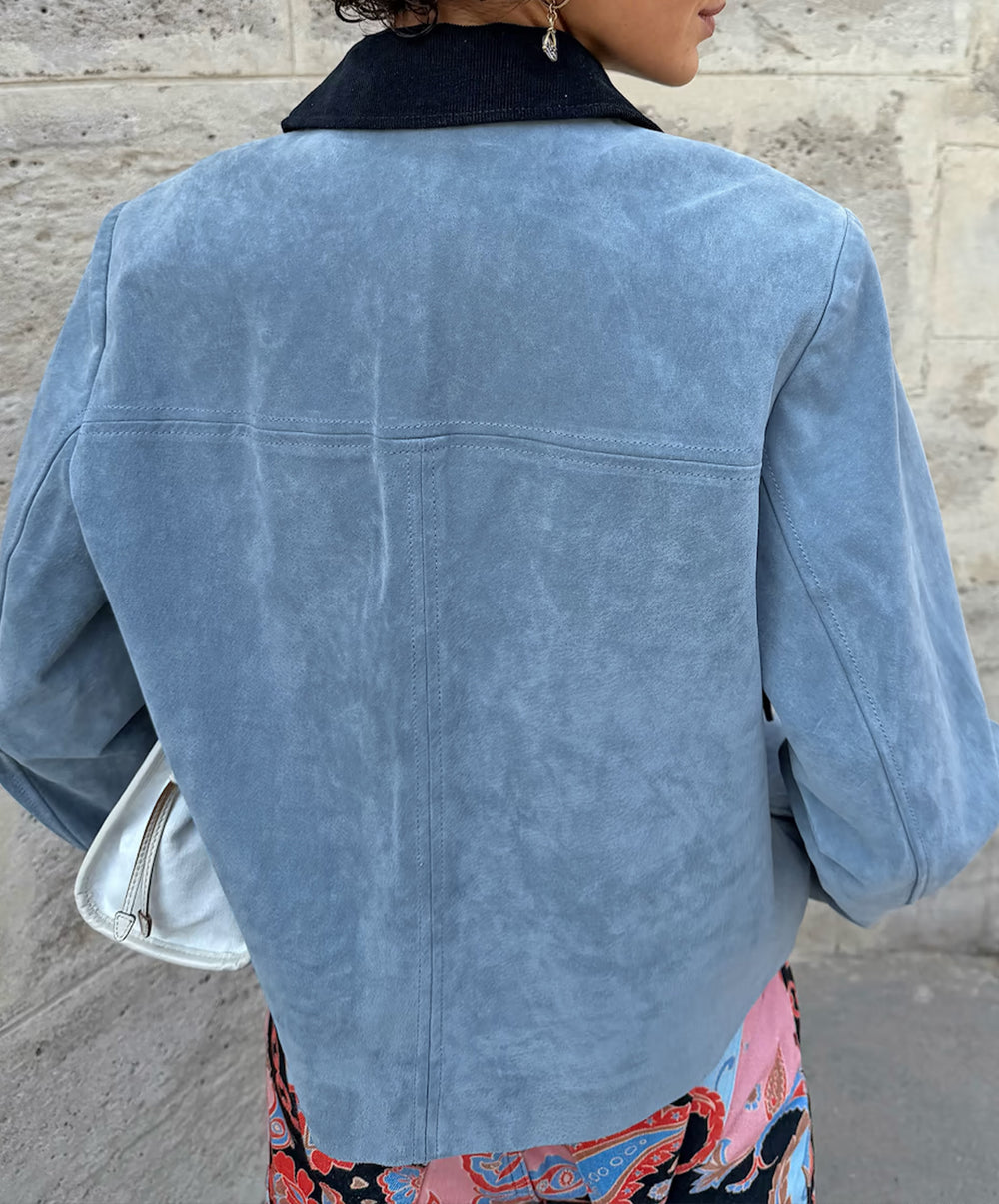 Sky Blue Suede Jacket