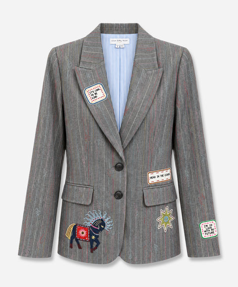 Grey Love Pinstripe Blazer