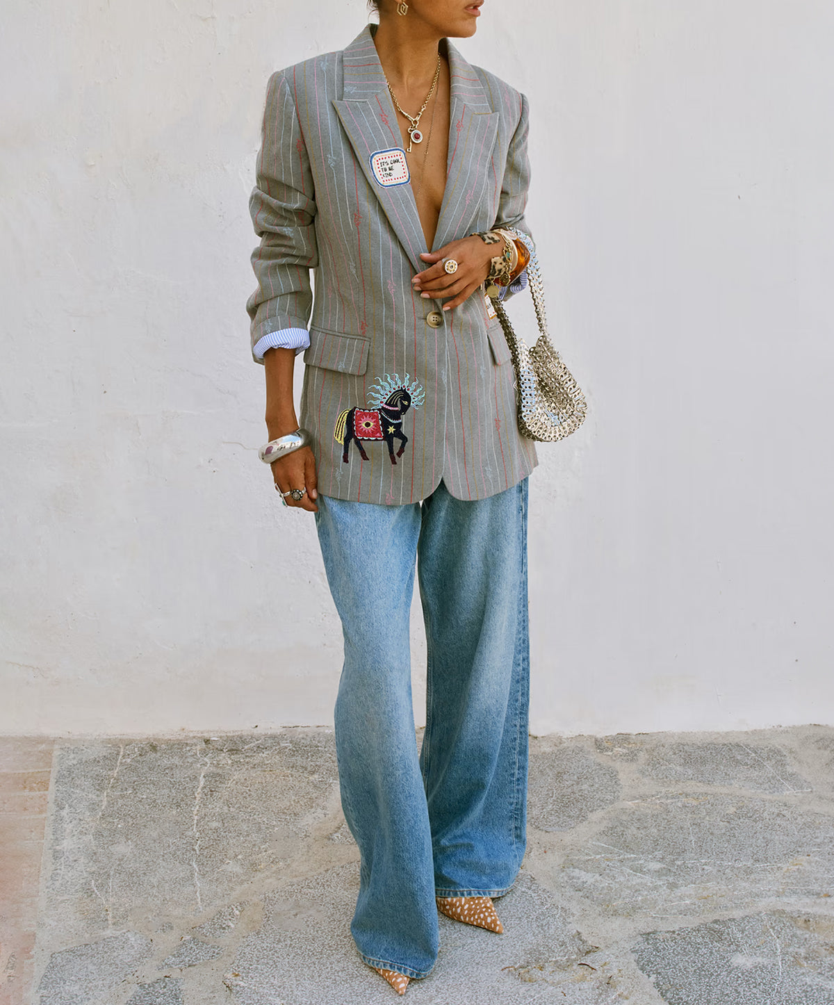 Grey Love Pinstripe Blazer