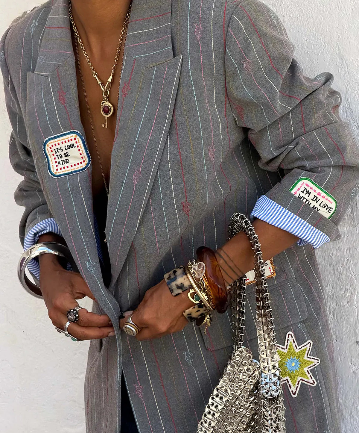 Grey Love Pinstripe Blazer