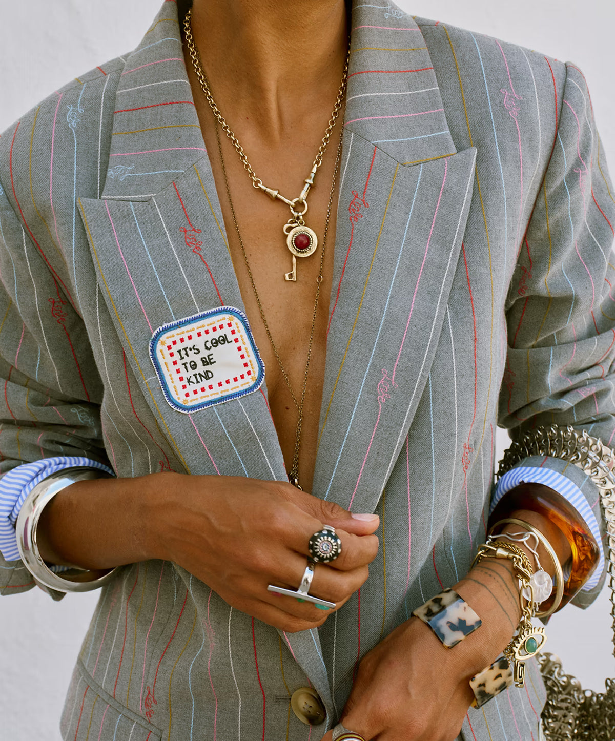 Grey Love Pinstripe Blazer