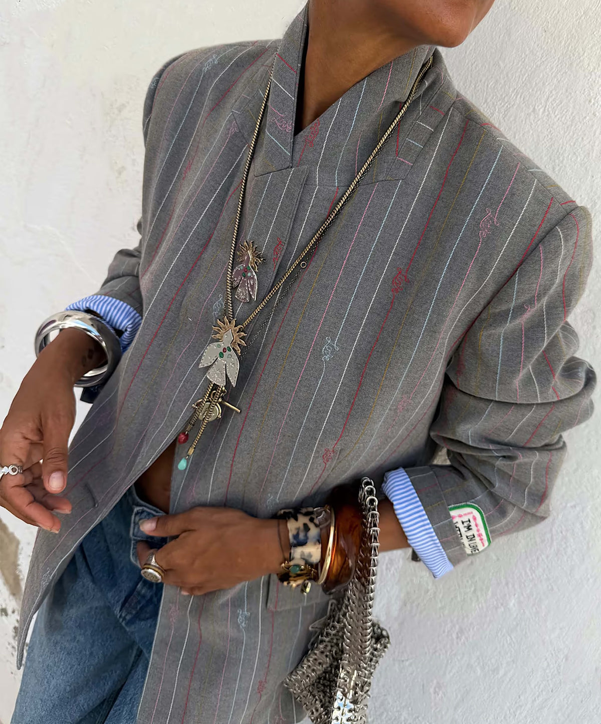 Grey Love Pinstripe Blazer
