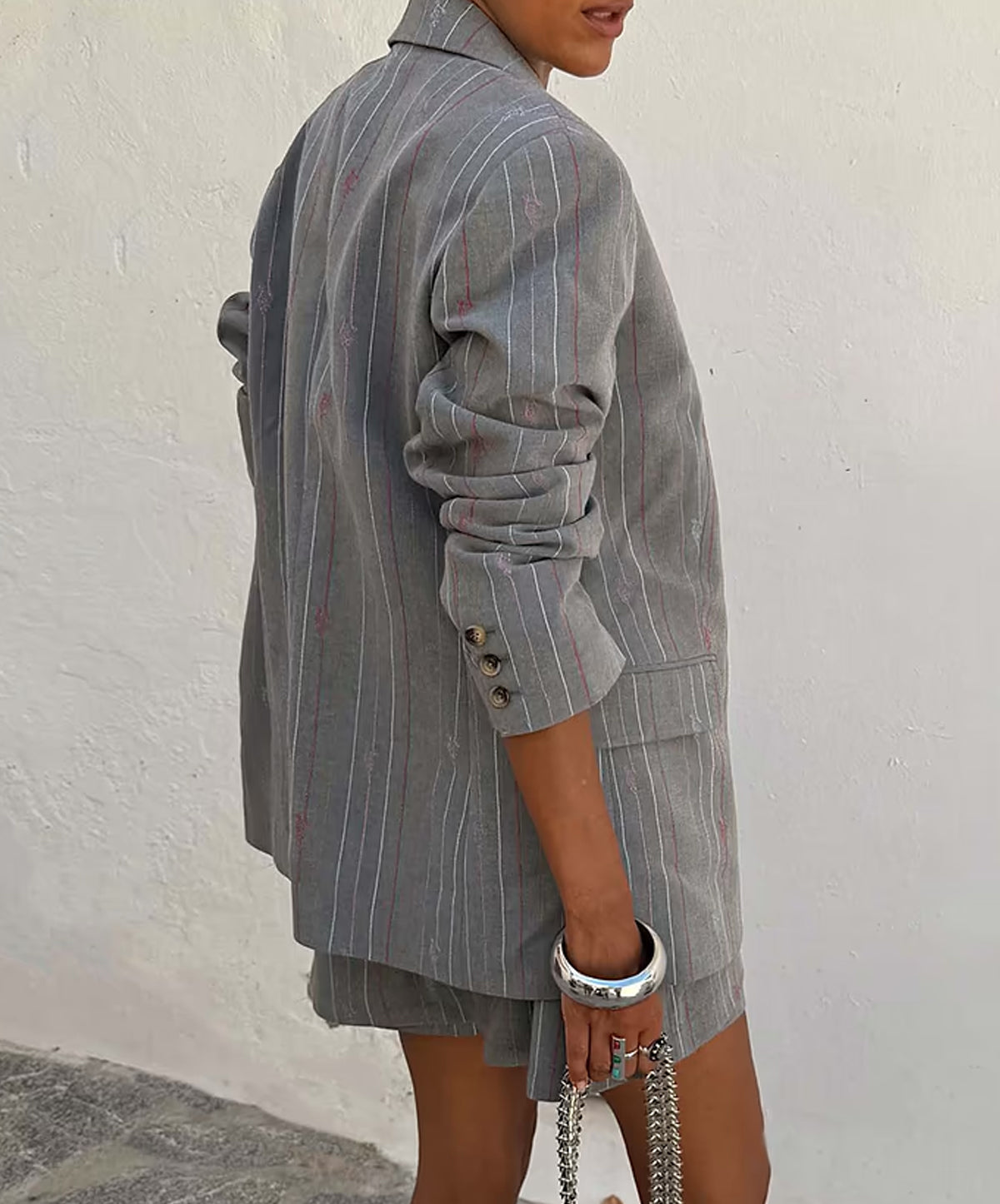 Grey Love Pinstripe Blazer