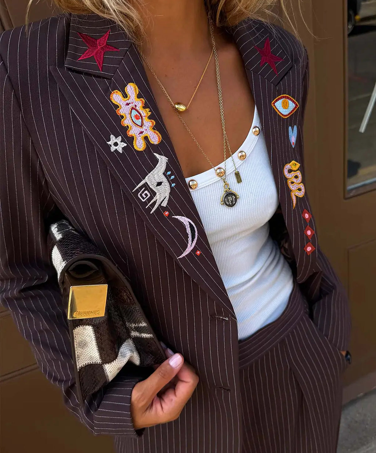 Chocolate Pinstripe Taylor Blazer