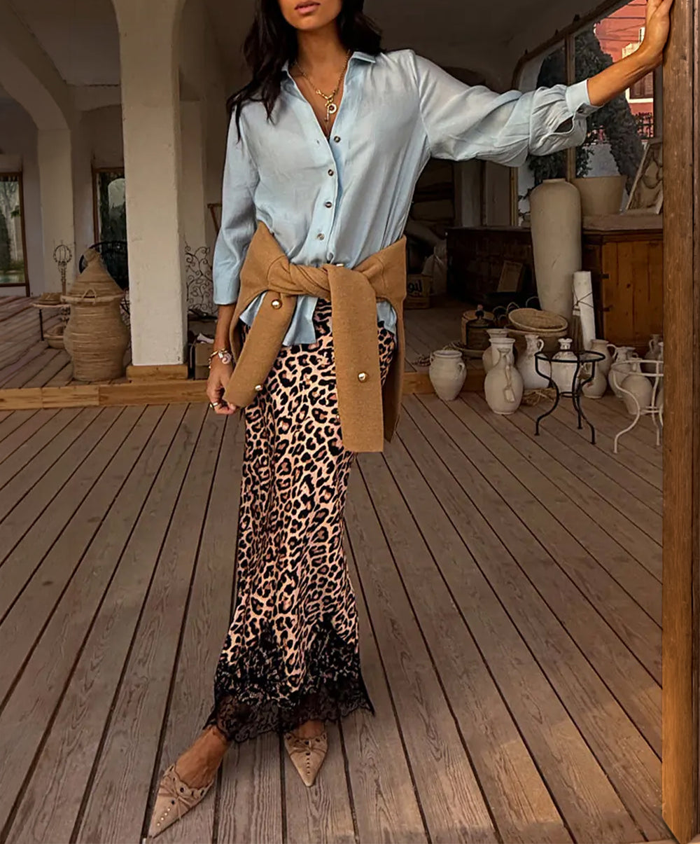 Leopard Lace Midi Maeva Skirt