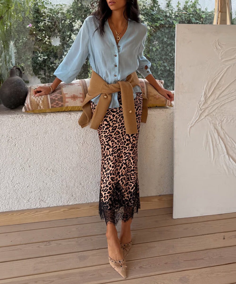 Leopard Lace Midi Maeva Skirt
