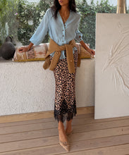 Load image into Gallery viewer, Leopard Lace Midi Maeva Skirt