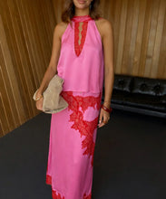 Load image into Gallery viewer, Pink Red Lily Skirt