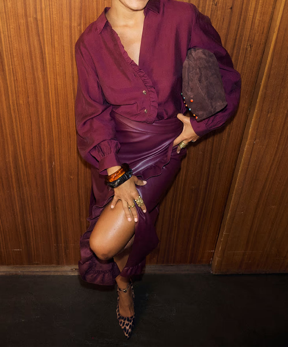 Wine Ruffle Miley Shirt