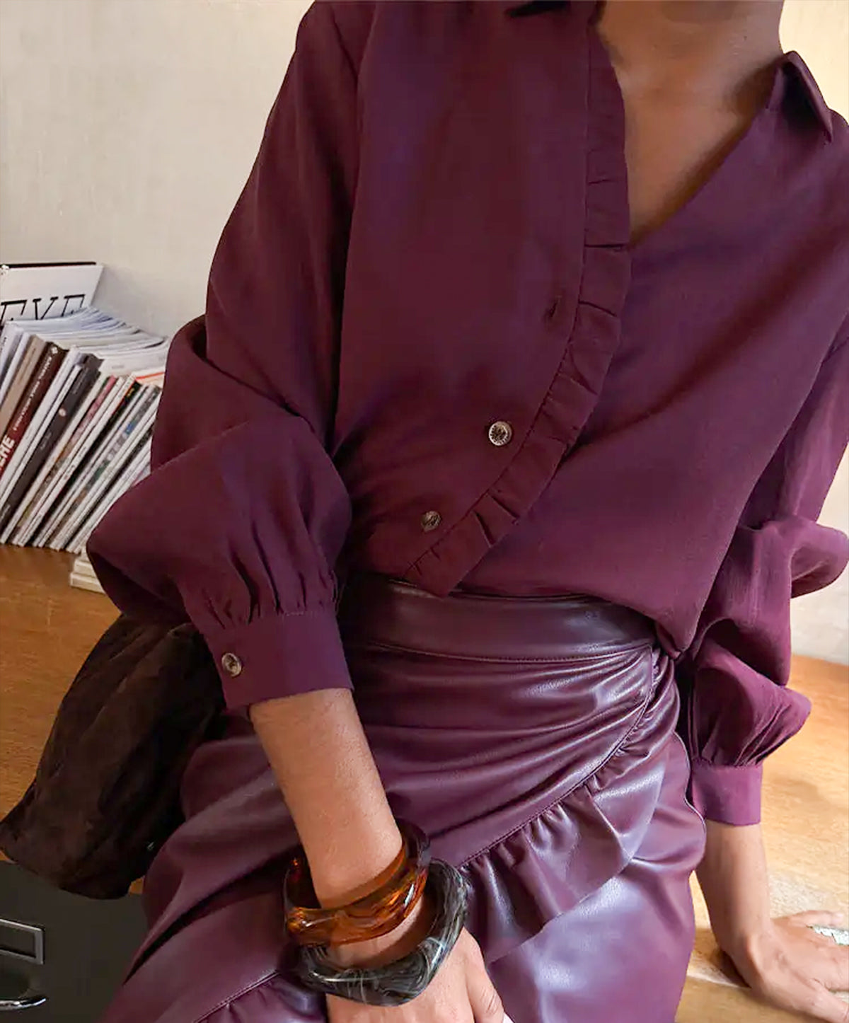 Wine Ruffle Miley Shirt