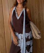Load image into Gallery viewer, Chocolate Blue Lace Top