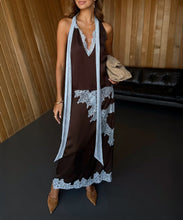 Load image into Gallery viewer, Chocolate Blue Lace Top