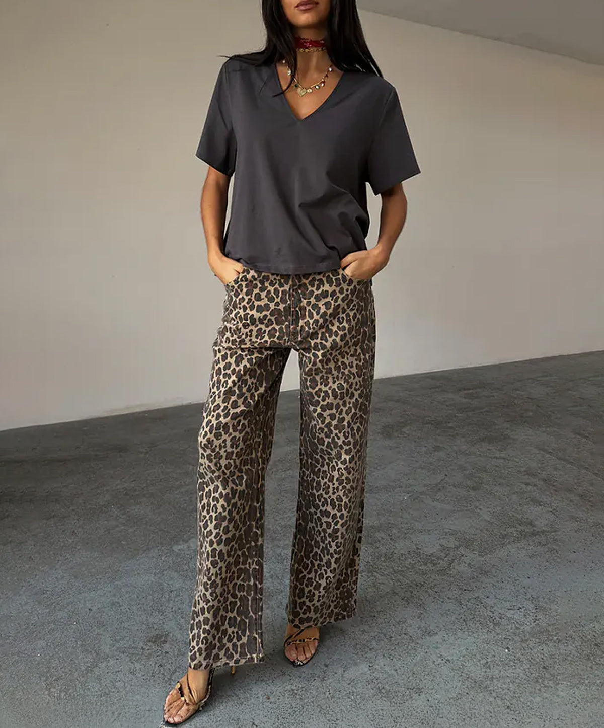 Leopard Lucia Scallop Detail Jeans