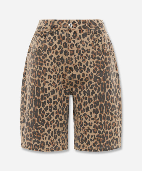 Leopard Lucia Scallop Pocket Long Shorts