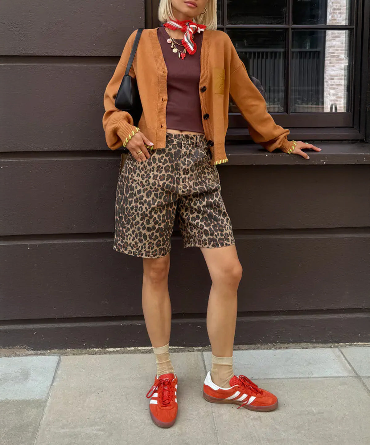 Leopard Lucia Scallop Pocket Long Shorts