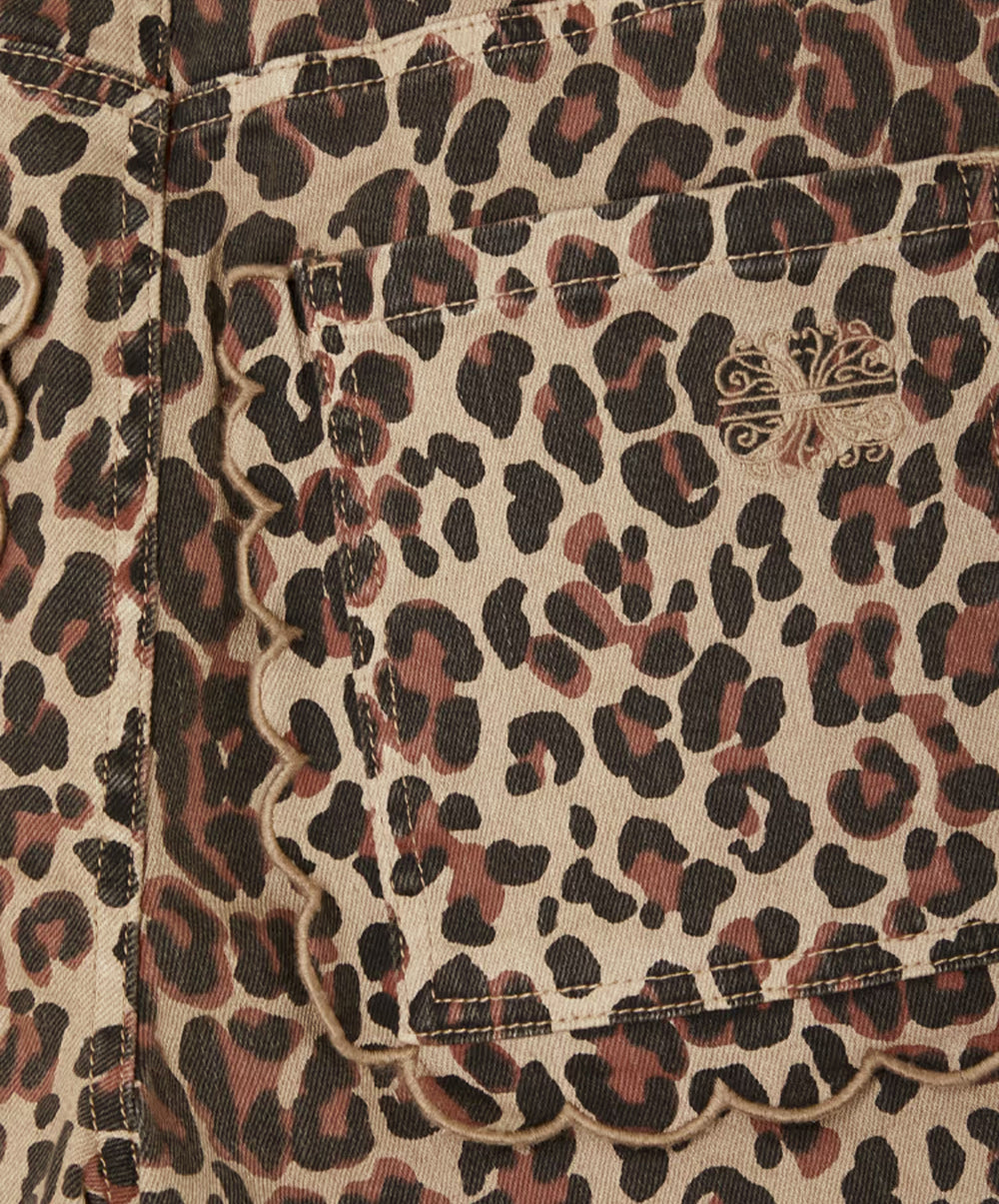 Leopard Lucia Scallop Pocket Long Shorts