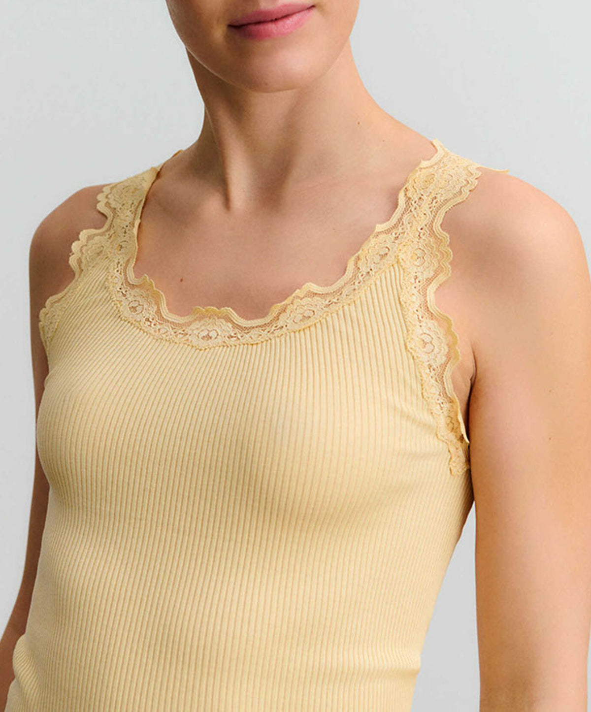 Babette Silk Sleeveless U-Neck Lace Top