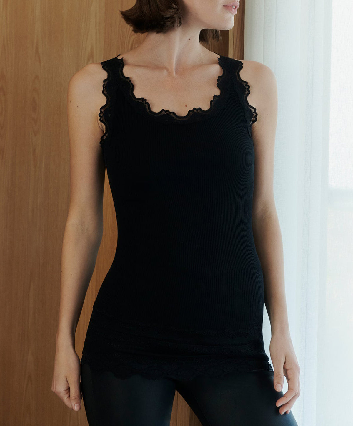Babette Silk Sleeveless U-Neck Lace Top