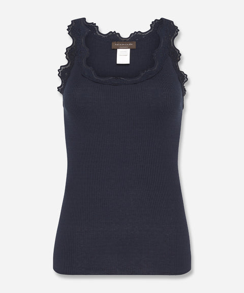 Babette Silk Sleeveless U-Neck Lace Top