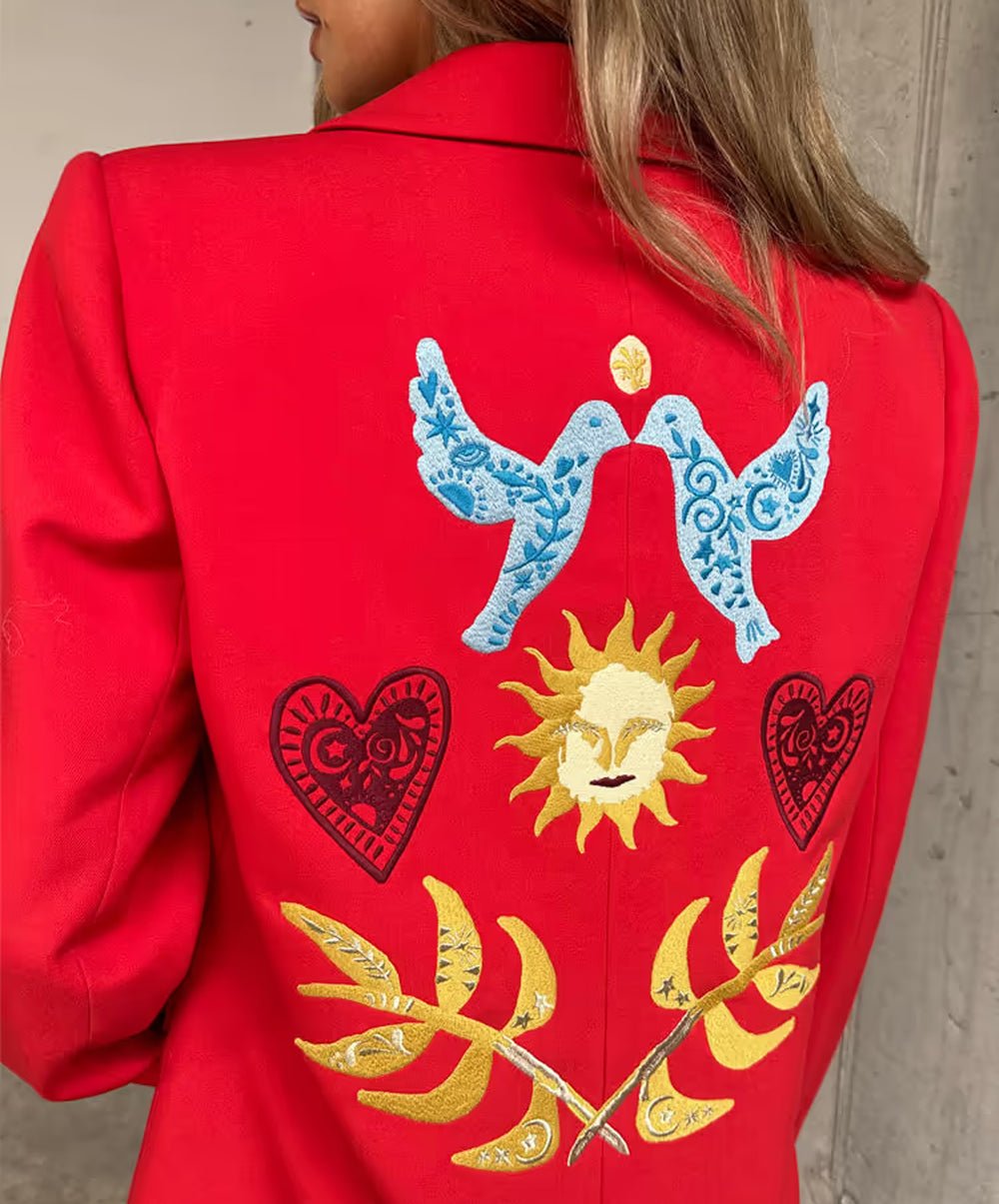 Red Sundazed Romance Blazer