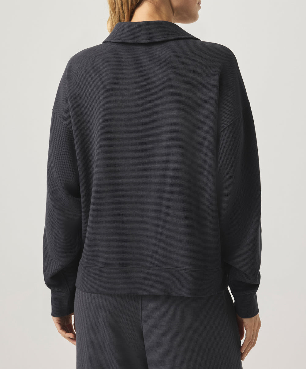 Waffle Scuba Polo Sweatshirt