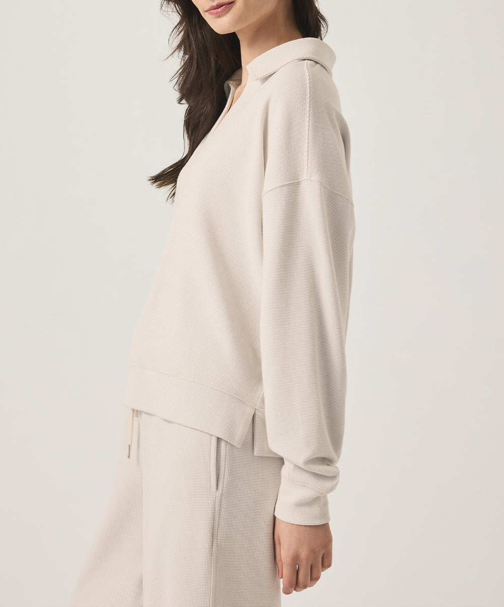 Waffle Scuba Polo Sweatshirt