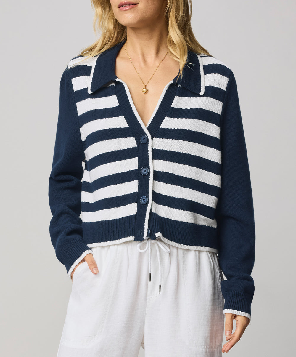 Nicolette Stripe Polo Sweater