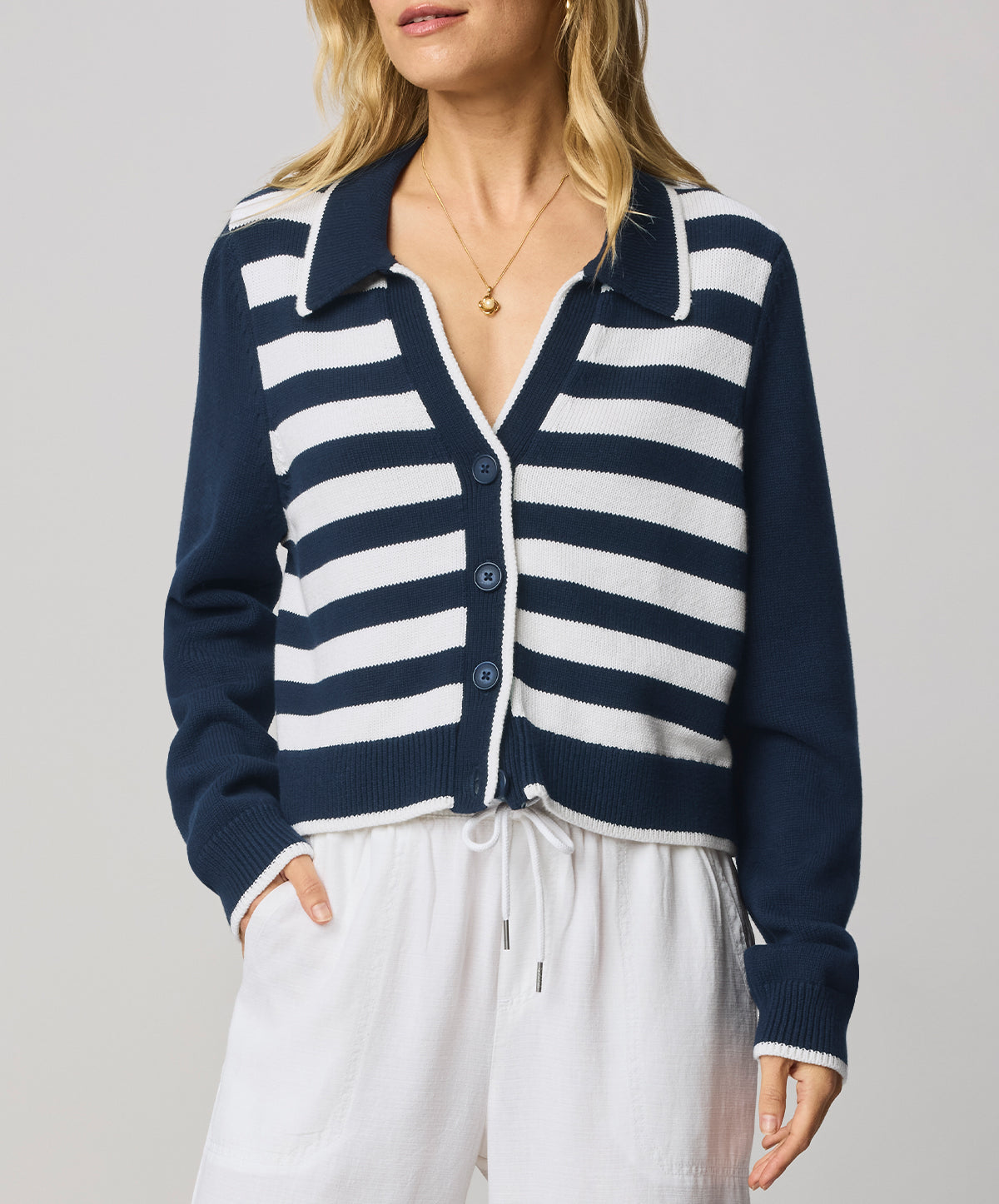 Nicolette Stripe Polo Sweater