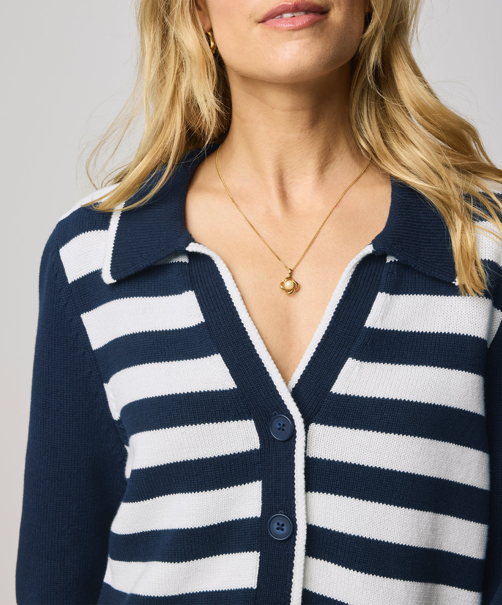 Nicolette Stripe Polo Sweater