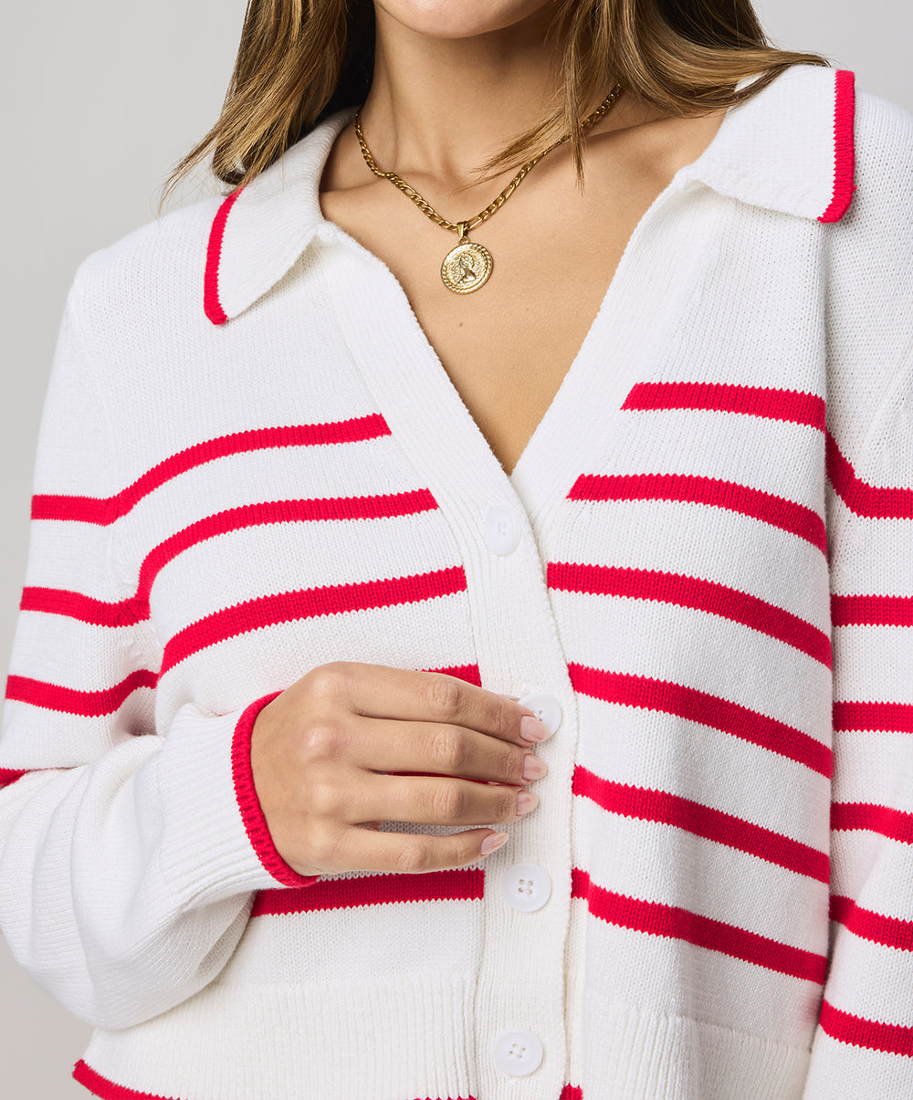 Nicolette Stripe Polo Sweater