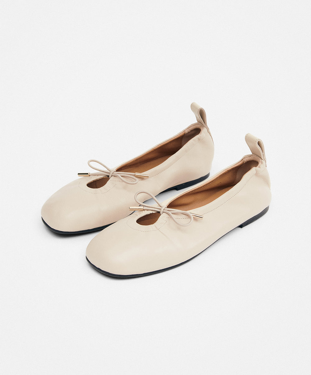 Rosalind Cream Leather Ballet Flats