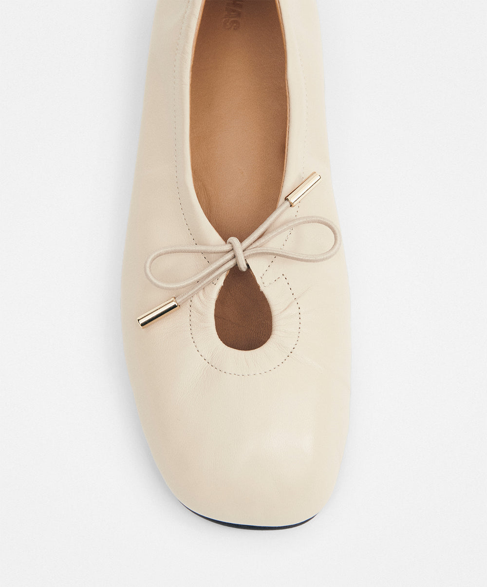 Rosalind Cream Leather Ballet Flats