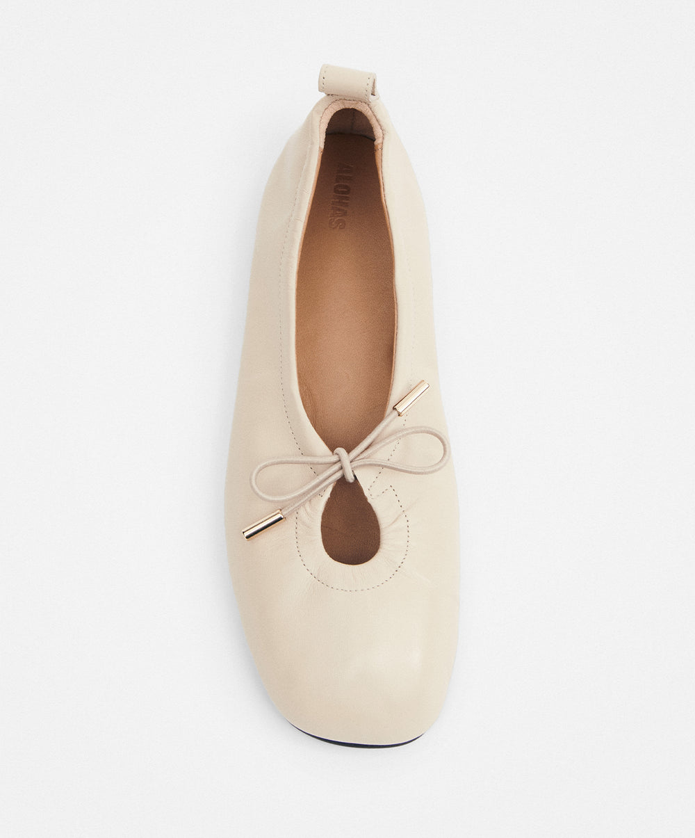 Rosalind Cream Leather Ballet Flats