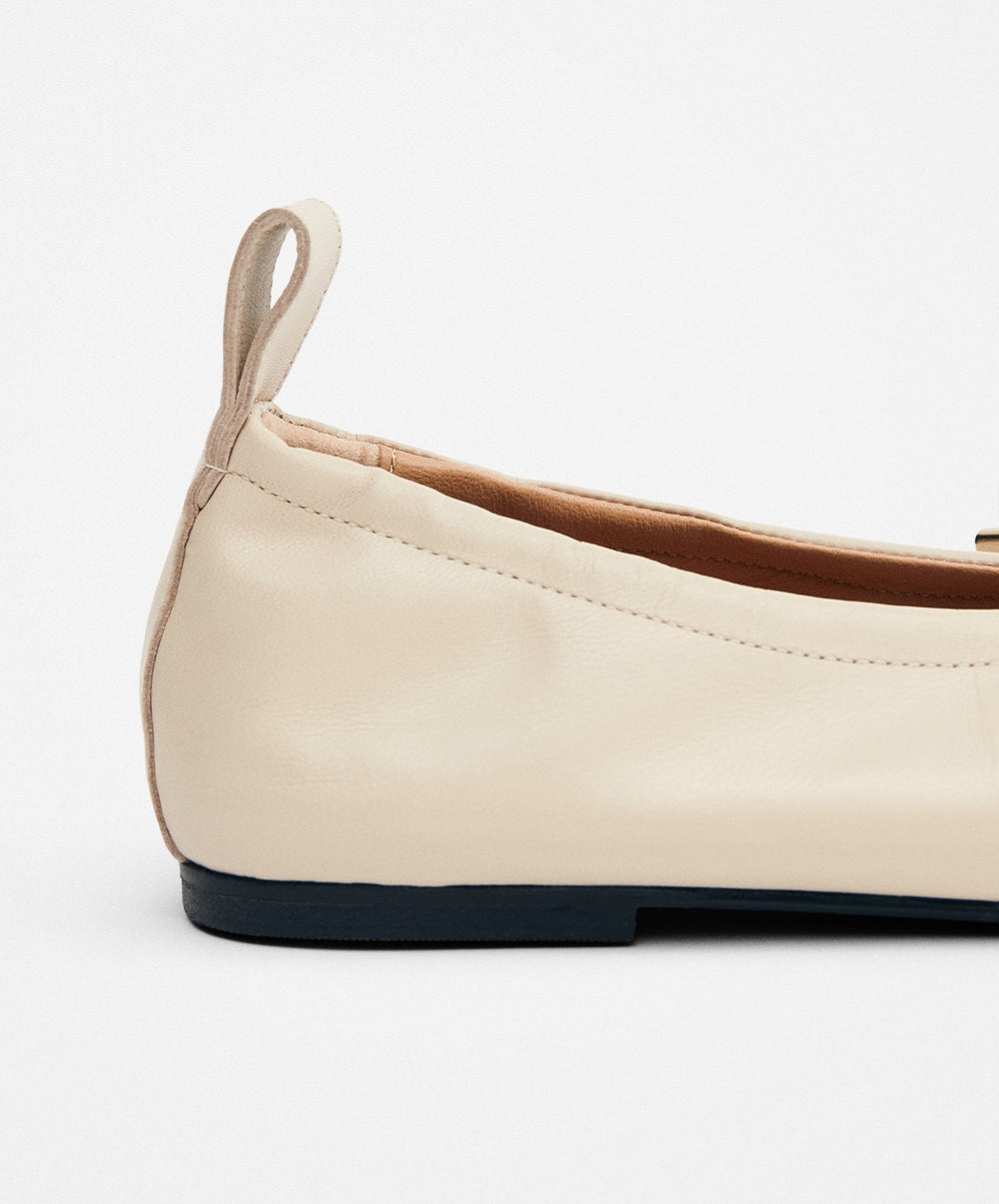 Rosalind Cream Leather Ballet Flats