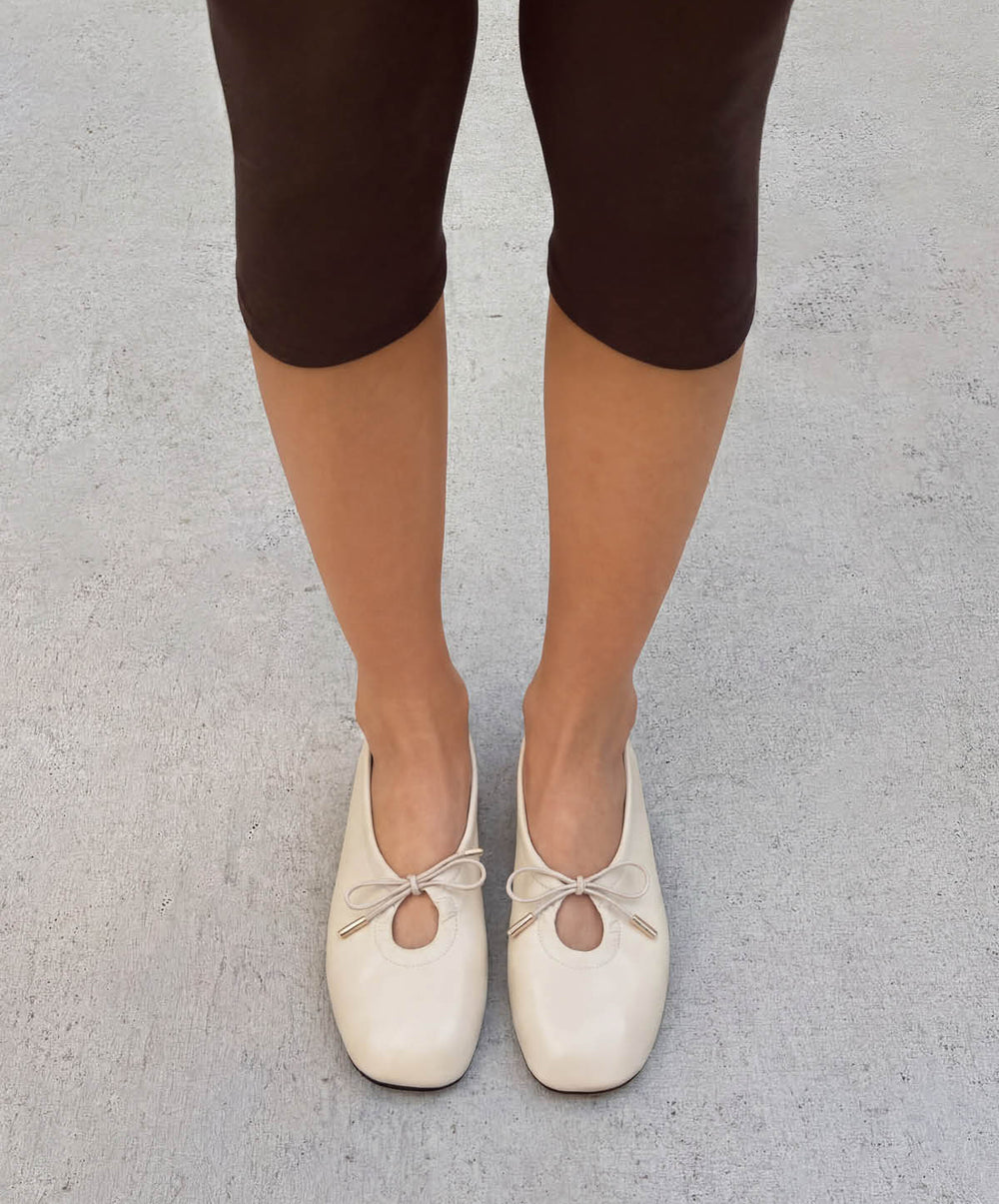 Rosalind Cream Leather Ballet Flats