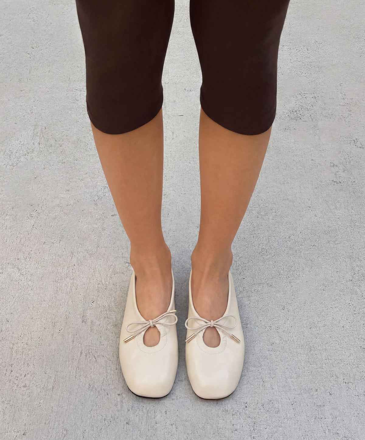 Rosalind Cream Leather Ballet Flats