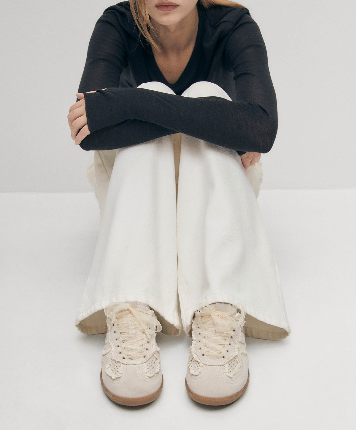 Tb.490 Crochet Cream Leather Sneakers