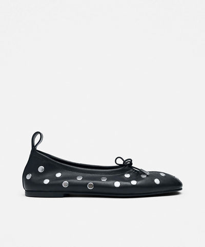 Rosalind All Studs Black Leather Ballet Flats